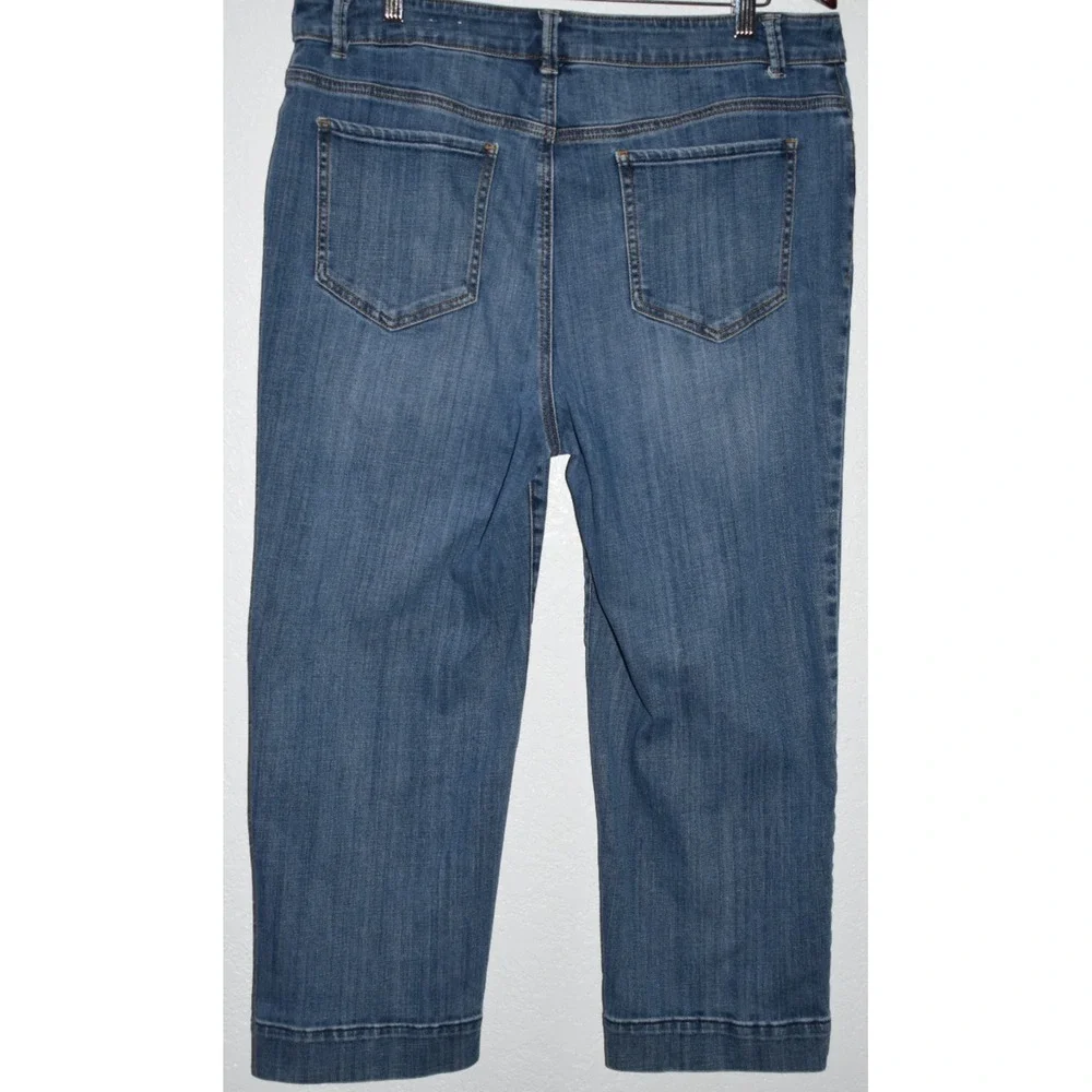 Chicos Platinum Jeans Crop 2/12 Blue Mid Rise Straight Stretch Cotton 5-Pocket - Picture 2 of 16